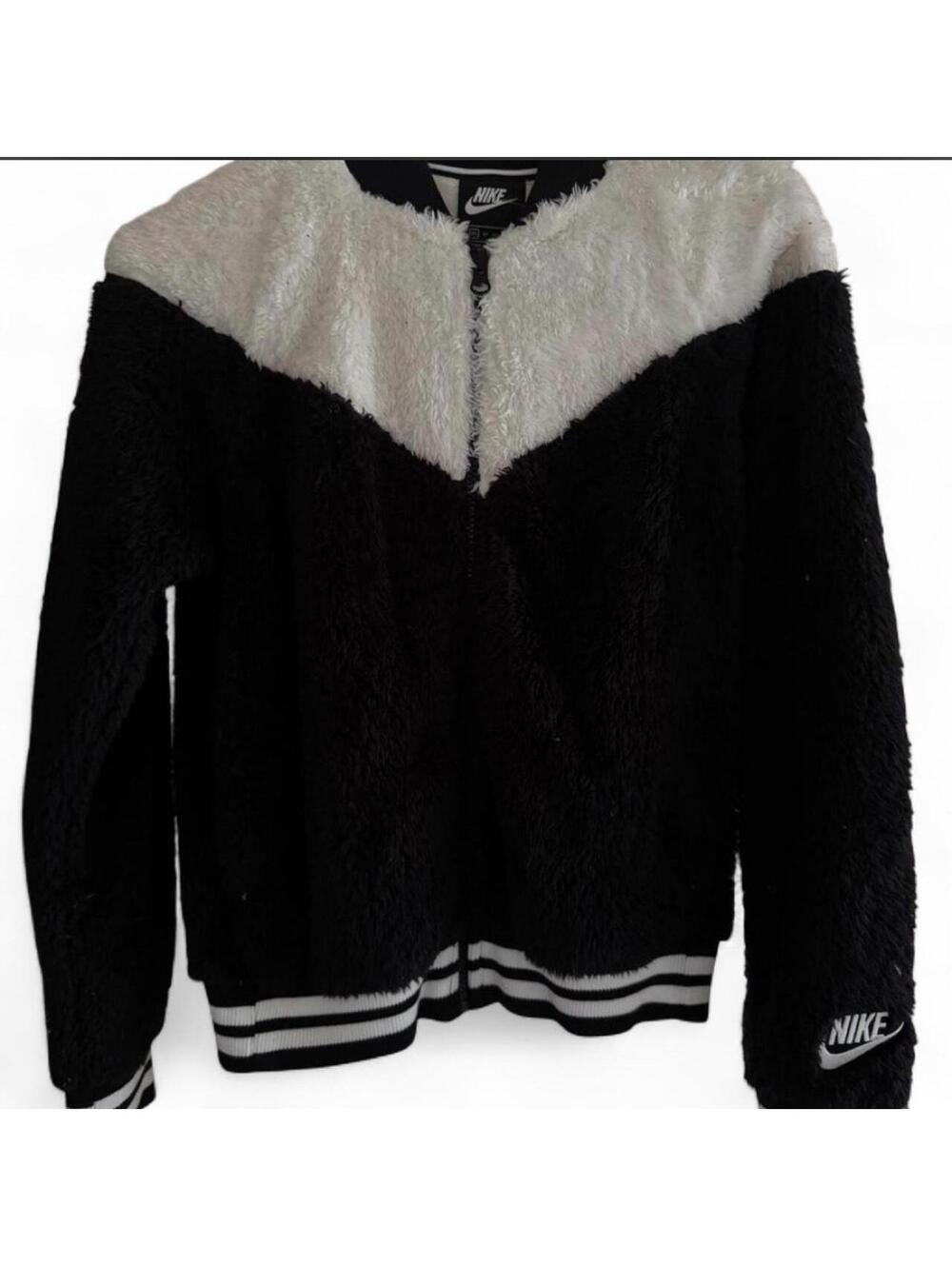 Nike Sportswear Sherpa Fleece Bomber Jacket Black White size xs